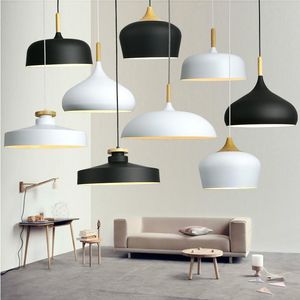 Lampes suspendues modernes lampes suspendues en bois abat-jour en aluminium E27 décoration de salle à manger italienne éclairage à la maison