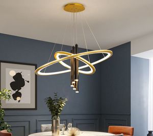 Modern hanglamp voor keukenbar suspensie aluminium golf Avize Luster Circle Rings Led Lamp eetkamer kantoor