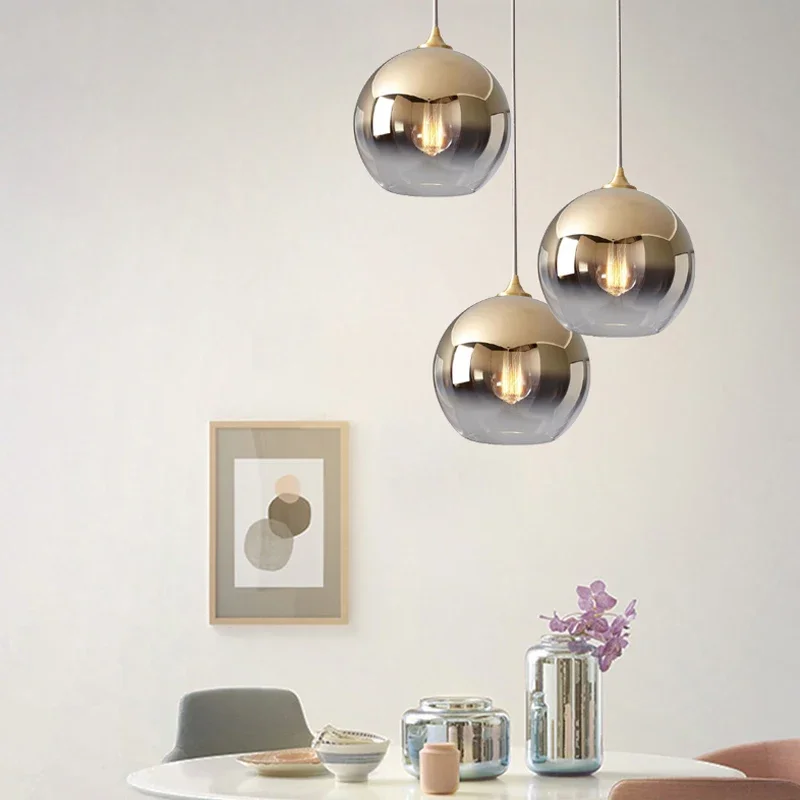 Moderne Anhänger Lichter Glasball Hanglamp für Esszimmer Schlafzimmer Nordic Home Decor Leuchte Hängebang E27 Küchenhalte