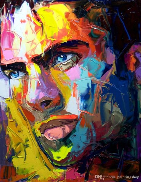 Portrait moderne 100% pur travail à la main peinture à l'huile Françoise Nielly Palette Knife Impression Home Oeuvres Concave Convex Texture Face224