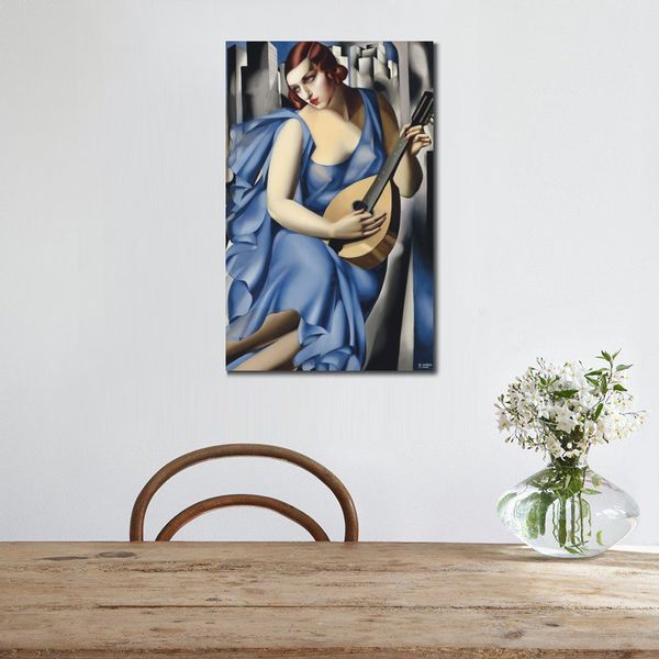 Retrato moderno Arte de la lona Tamara De Lempicka Pintura La Musicienne Pintado a mano Obra de arte Decoración de la habitación de estudio
