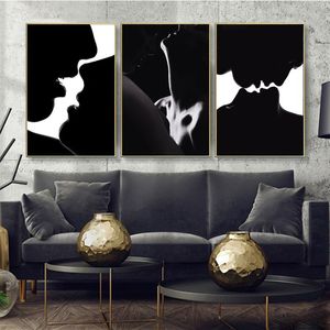 Moderne portretposters en prints Wall Art Canvas schilderen Young Paar In Love Kiss Pictures For Living Room Decor No frame