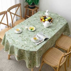 Nappe de salle à manger ovale de fleurs imprimées modernes, couverture de tissu de table de thé de café en lin de coton avec de la dentelle pour la décoration extérieure de la maison 2106288k