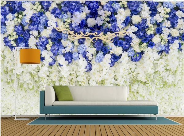 Papier peint floral violet moderne, décoration murale de fond, peinture de paysage 3d