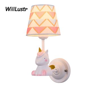 Moderne hars pop wandlamp lieve stof cartoon sconce kwekerij kinderen slaapkamer kleuterschool creatief paard beer olifant licht