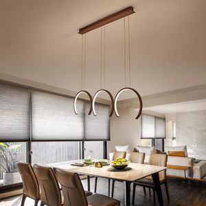 Modern restaurant Kroonluchter verlichte Noordse eenvoudige witte zwarte LED -kantoor Dinertafel Suspensie Decoratielamp Hanglampenlampen Lampen