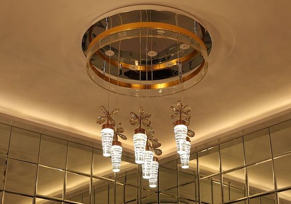 Candelabro moderno para restaurante, candelabro de cristal con columna de burbujas LED, candelabro creativo para comedor, bar, restaurante, lámpara de mesa Simple MYY