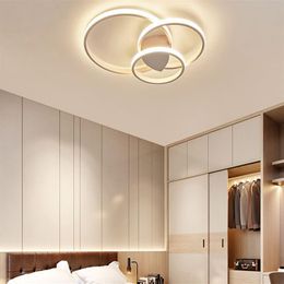 Anneaux modernes LED lustres éclairage pour chambre salon blanc noir café plafonniers luminaires AC90-260V MYY233u