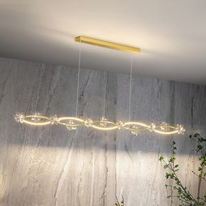 Lámparas colgantes románticas modernas Lámparas colgantes lineales LED Lámpara colgante de lujo americana Lámpara colgante europea Ins Comedor Iluminación interior del hogar Longitud 120 cm