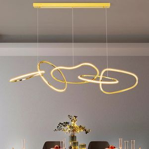 Moderne Rose Gold Circle LED-kroonluchters Verlichting Lustre Home Eetkamer Decor Hanglamp Indoor Bar Hangende verlichtingsarmaturen