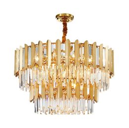 Moderne ronde kristal kroonluchter verlichting luxe hanglamp voor dineren woonkamer kookeiland licht goud led lamp villa