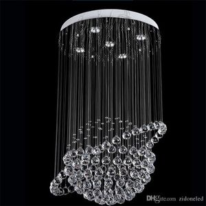Moderne rond K9 lustres en cristal goutte de pluie affleurant plafonnier escalier pendentif luminaires hôtel Villa boule de cristal forme lampe