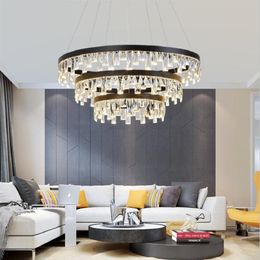 Moderne ronde LED 3 Lagen Kroonluchters voor Woonkamer Grote lustre de cristal kroonluchter Foyer voor eetkamer bedroom190z