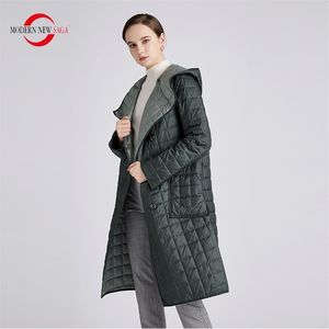 Moderne SAGA Femmes Manteau Automne Mince Coton Rembourré Printemps Longue Veste À Capuche Parka Femme Matelassé Taille Unique 210923