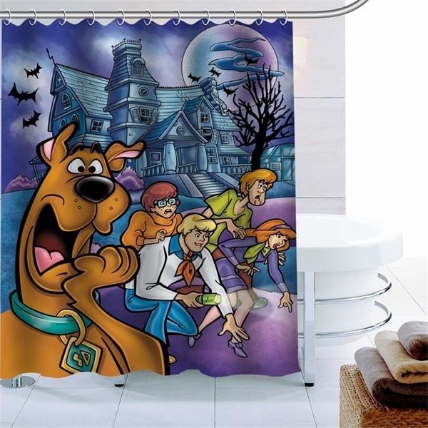 Moderno Scooby Doo Cortina de ducha Decoración Impermeable Poliéster Tela Baño 180X180cm Baño ecológico T200711