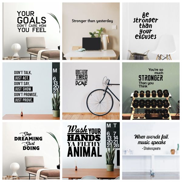 Moderne Phrase Inspiré Wall Sticker Pour Chambre Salon Décoration Mur Art Stickers Citation Papier Peint Autocollants Peintures Murales