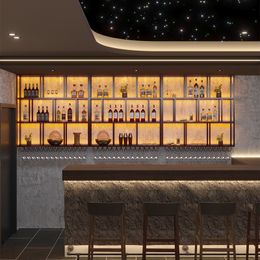 Moderne plankbar kast metaal uniek commercieel restaurant wijnkasten industriële kelder armoire vitre keuken meubels