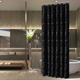 Cortinas de ducha modernas Flores geométricas Cortina de baño de dibujos animados Cortina Poliéster impermeable para baño con 12 piezas Ganchos de plástico 240108