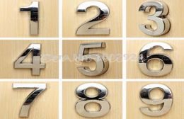 Modern Silver House el Door Address Plaque Number Digits Sticker Plate Sign Size 50x30x6mm Convinient Room Gate Number4968585