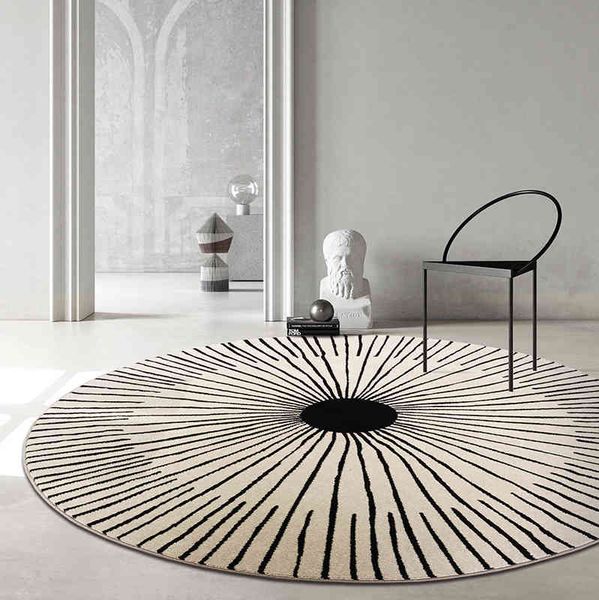 Tapis circulaire moderne Simple, style nordique, pour chambre à coucher, salon, panier suspendu, ligne géométrique, tapis de sol