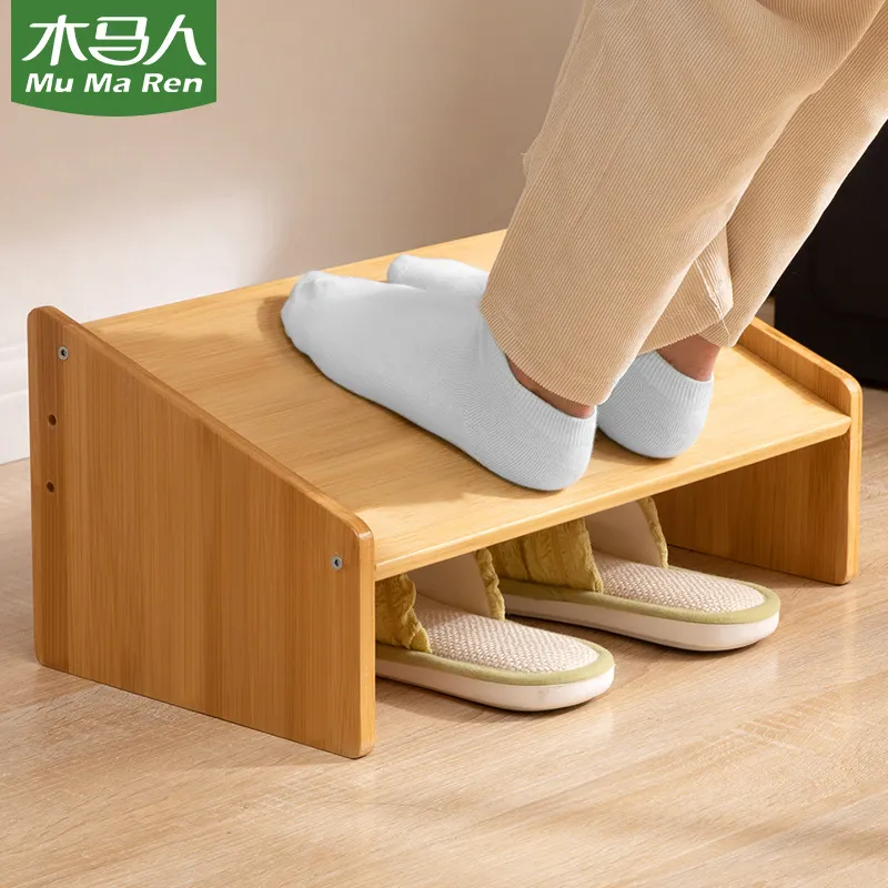 Modern enkel fotpall office skrivbord fot vila badrum toalett trä fötter vila hushållens fotpall upphöjd plattform under bordet