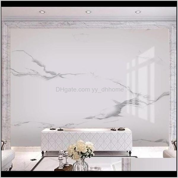 Moderne Simple Jazz Blanc Marbre Papier Peint Salon Tv Canapé Chambre Décor À La Maison Po Mural Autocollant 3D Autocollant Tqgv7 Fonds D'écran Zn0K6