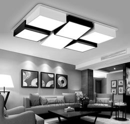 Moderne Simple Led acrylique plafonniers géométrie rectangle blanc/noir couleur pour salon chambre maison luminaire LLFA