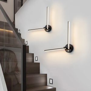 Modern eenvoudige lineaire LED -wandlampen Achtergrond Wandlicht Vrij verstelbaar DIY voor Foyer Corridor Black/White SCONCE