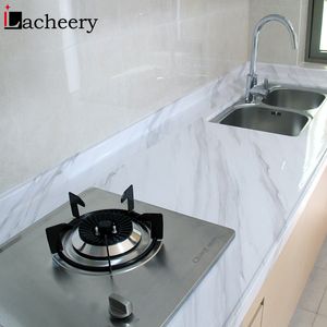 Papier peint en marbre simple et moderne PVC imperméable à l'eau salle de bain décoration murale autocollants de comptoir de cuisine vinyle papier de contact auto-adhésif 201009