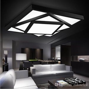 Moderne eenvoudige metalen kunst plafondlamp geometrische LED Flush mount lichte vierkante plafond kroonluchters geschilderd afwerking voor woonkamer slaapkamer