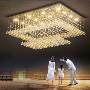 Lampes de plafond en cristal rectangulaires simples modernes salon salle à manger lustre lumières villa créative chambre plafonniers267E