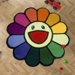 Tapis de salon moderne Simple et épais en peluche, rond et doux, décoratif pour enfants, grande surface, lavable, pour la maison, 240401