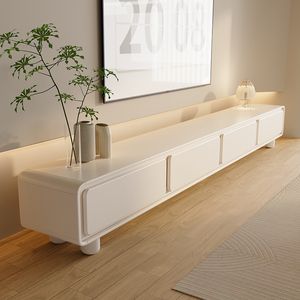 Muebles de sala de estar modernos y simples muebles de televisión Light Luxury Home Cream Style White TV Coffee Table Combination