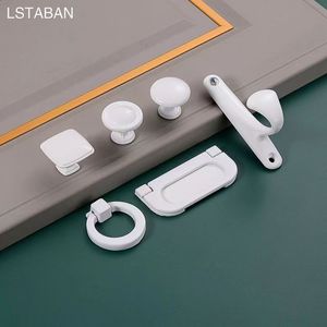 Moderne eenvoudige witte kasthandgreep aluminium legering kleerkast lade deur handgrepen keukenlade dressoir meubels knoppen hardware