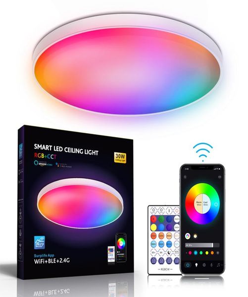 Luces de techo Led inteligentes modernas 30W Wifi Bluetooth 24G RGBCCW cambio de colores para decoración de sala de estar Motion3781804