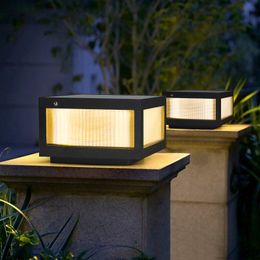 Lámpara solar moderna para exteriores con lámparas de pilar cálidos de colores ajustables (paquete de 2)