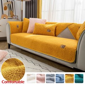 Moderne effen kleur winter lamswollen bankhanddoek dikker pluche zacht en glad bankhoezen voor woonkamer antislip bankhoes 240103