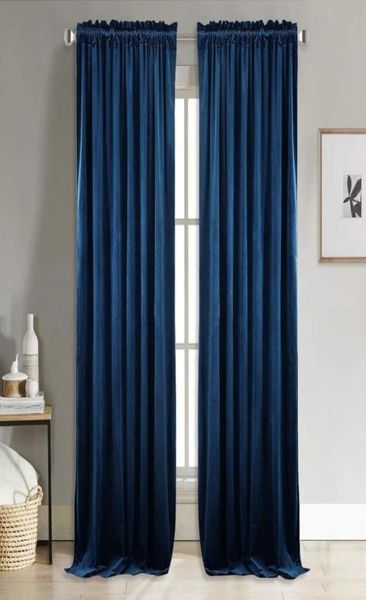 Cortinas de bloqueo de terciopelo sólido moderno para sala de estar dormitorio suave y cómodos ventanas cortina tamaño personalizado puerta lisa new29838888