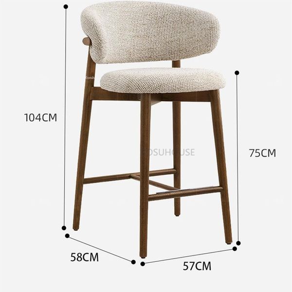 Sillas modernas de barra de madera maciza para muebles de bares de silla alta Backrest de diseño creativo Light Luxury Hogar Room Taburetes de bares