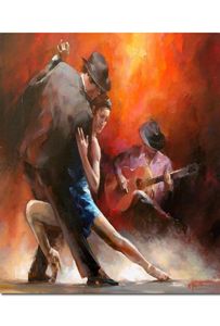 Peintures de danseuse espagnole moderne tango argentino avec de la musique faite à la main