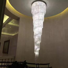 Moderne kristallen plafondverlichting Amerikaanse stijl kroonluchter licht armatuur lange lustres de cristal voor hotel trap foyer woonkamer armatuur binnenverlichting