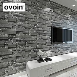 Moderne gestapelde baksteen 3d steen behangrol grijze bakstenen muur achtergrond voor woonkamer pvc behang stereoscopische look254W