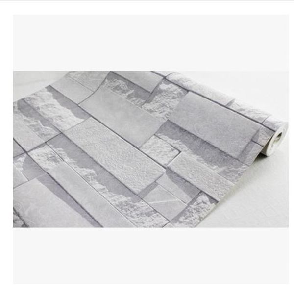 Rollo de papel tapiz de piedra 3d de ladrillo apilado moderno, papel tapiz de ladrillo gris, papel tapiz de fondo de pared para sala de estar, papel de pared de vinilo de pvc 216F