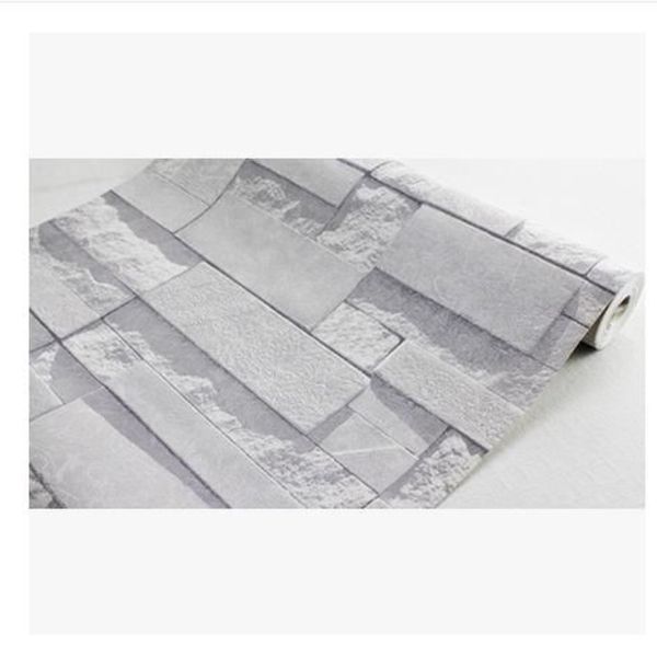 Rollo de papel tapiz de piedra 3d de ladrillo apilado moderno, papel tapiz de ladrillo gris, papel tapiz de fondo de pared para sala de estar, papel de pared de vinilo de pvc 256R