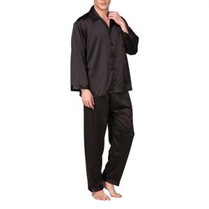 Moderne Stain Zijde Pijama Hombre Effen Losse Nachtkleding Mannen Sexy Volledige Nachtkleding Slaap Broek Lounge Pyjama Sets Casual Night Suit299Y