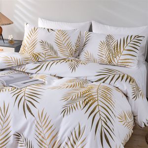 Moderne stijl gouden print queen dekbedoverdek set zacht comfortabel een enkele tweepersoonsbedden set twin king quilt cover en 2 kussenslopen