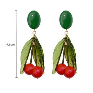 Boucles d'oreilles pompon cerise rouge de Style moderne boucles d'oreilles longues femme boucles d'oreilles tempérament sauvage Y19051002254T