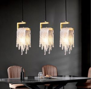 Lámpara colgante moderna de cobre, iluminación Industrial de lujo, Base E14, decoraciones para comedor y sala de estar, colgante de cristal