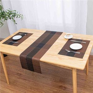 Chemin de Table moderne pour salle à manger couverture en PVC imperméable antidérapant gris noir accessoires de cuisine tissu 30x180cm 211117