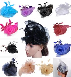 Chapeaux fascinants en plumes colorées, test moderne, pour église, fête de mariage, soirée, bal, bandeau populaire pour dames, 2017, 9073432